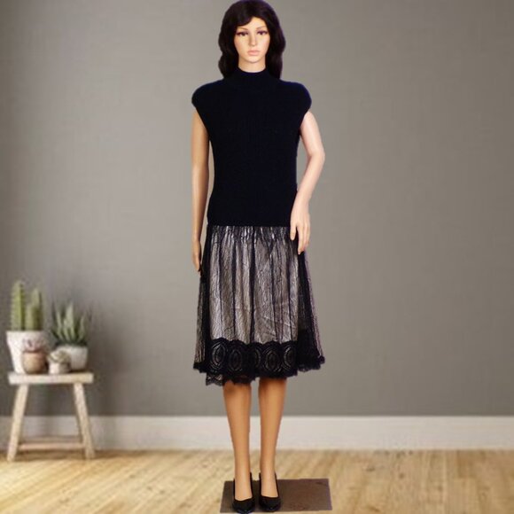 EXPRESS size S black knit short-sleeve turtle-neck pullover top cotton blend - Picture 2 of 16